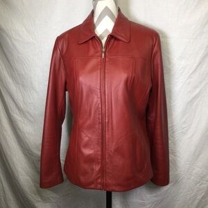 Wilson Leather Thinsulate Insultion Womans Red Zip up Leather Jacket, Sz M
